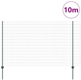 Cerca Euro com 5 Postes U Verde 1,6x10 m Aço