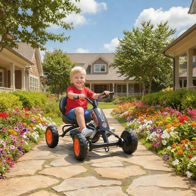 Kart a Pedais Go-Kart com Rodas PP Estrutura de Aço Carga 30 kg para Crianças 2-5 Anos 84x54x56 cm Preto