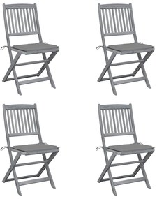 Cadeiras exterior dobráveis c/ almofadões 4 pcs acácia maciça