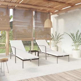 Espreguiçadeiras com mesa 2 pcs vime PE castanho