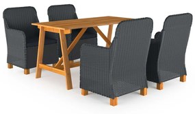 vidaXL 5 pcs conjunto de jantar para jardim cinzento-escuro