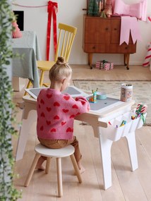 Mesa de desenho e blocos de construção em madeira FSC®.  branco