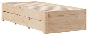 Cama sem colchão com gavetas 90x190 cm madeira de pinho maciça