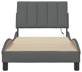 Estrutura de cama sem colchão 80x200 cm tecido cinzento-escuro
