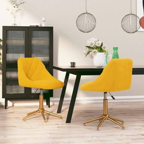 vidaXL Cadeiras de jantar giratórias 2 pcs veludo amarelo mostarda