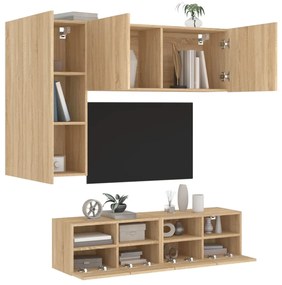 vidaXL 4 pcs móveis de parede p/ TV derivados madeira carvalho sonoma