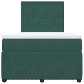 Cama boxspring com colchão 120x200 cm veludo verde-escuro