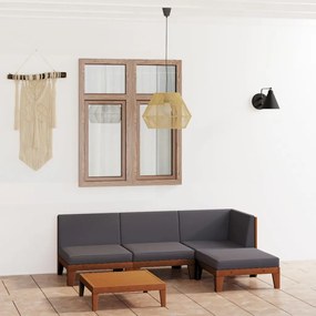 vidaXL 5 pcs conjunto lounge de jardim c/ almofadões acácia maciça