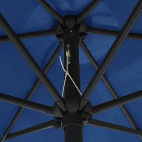 Guarda-sol com luzes LED e mastro alumínio 270 cm azul-ciano