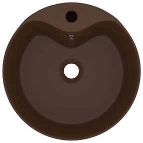 Lavatório c/ extravasamento 36x13cm cerâmica castanho-esc. mate