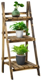 Outsunny Suporte para Plantas de 3 Níveis Prateleira para Plantas Dobrável Suporte para Vasos de Madeira para Interior e Exterior 40x37x93 cm Madeira