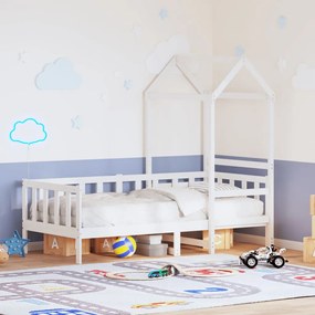 Sofá-cama com telhado 90x200 cm madeira de pinho maciça branco