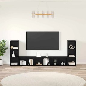 Gabinete para TV 4 pcs Carvalho Preto 37 x 35 x 107.5 cm