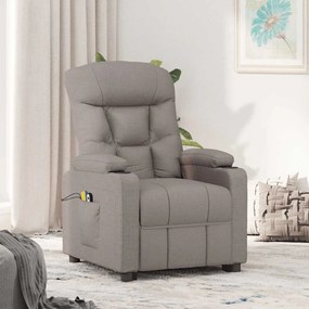 vidaXL Poltrona de massagens tecido cinzento-acastanhado