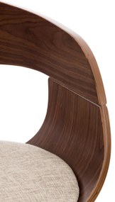 Banco de bar Kingston em tecido e com estrutura cromada 50 x 88-102 x 48 cm Creme + Cor Nogueira
