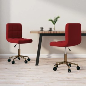 vidaXL Cadeiras de jantar giratórias 2 pcs veludo vermelho tinto