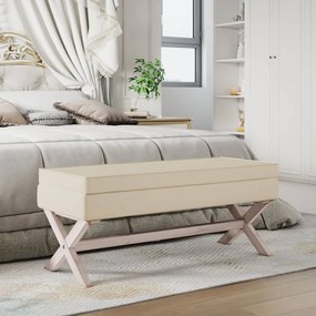 344522 vidaXL Banco de arrumação 110x45x49 cm linho bege