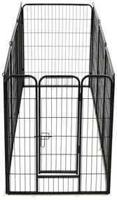 Parque para cães 8 painéis aço 80x100 cm preto