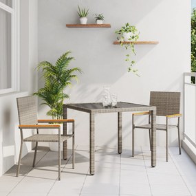 Conjunto de Jantar de Jardim vidaXL 3 Peças Cinza Polyrattan