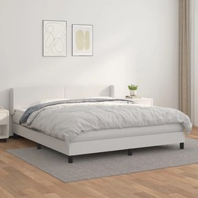 Cama com molas/colchão 180x200 cm couro artificial branco