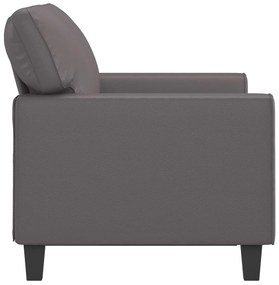 Sofá de 2 lugares 120 cm couro artificial cinza