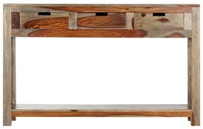 Mesa consola c/ 3 gavetas 120x30x75 cm madeira acácia maciça