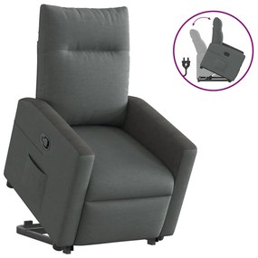 vidaXL Poltrona reclinável elevatória tecido cinzento-escuro