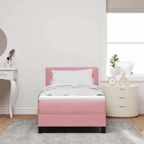 Cama Box Spring com Colchão e LED Rosa 80x200 cm Veludo