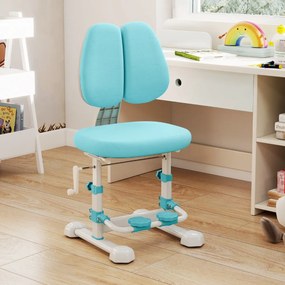Cadeira de escritório para crianças com encosto duplo ajustável, apoio para os pés, altura e profundidade do assento ajustáveis azul
