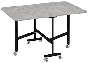 HOMCOM Mesa Dobrável de Ribalta para 4-6 Pessoas com 6 Rodas em Madeira e Aço 120x80x73 cm Cinza | Aosom Portugal
