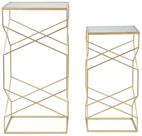 CONJUNTO 2 MESAS DE APOIO 50X50X100-40X40X80 CM DOURADO
