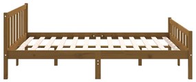 Estrutura de cama casal 135x190 cm madeira maciça castanho-mel