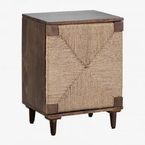 Mesa De Cabeceira Evans Em Madeira De Manga E Juta Madeira Escura - Sklum