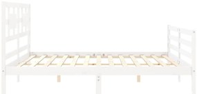 Estrutura de cama com cabeceira 200x200cm madeira maciça branco