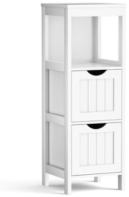 Armário de Casa de Banho com 2 gavetas removíveis, prateleira lateral estreita, móveis para sala de estar, quarto, 30 x 30 x 90 cm, branco