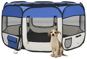 vidaXL Parque dobrável p/ cão c/ saco de transporte 125x125x61cm azul