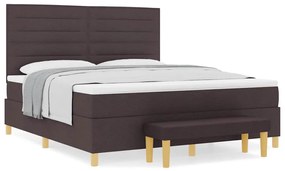 Cama Box com Colchão e Banco vidaXL Marrom Escuro 180x200 cm Tecido