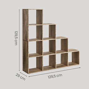 Estante com compartimentos abertos para sala de estar, escritório 29 x 129,5 x 129,5 cm castanho camelo