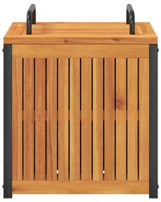 Caixa p/ almofadões de exterior 45x45x45/53cm acácia maciça/aço