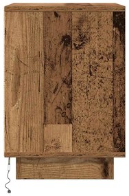 Mesas cabeceira c/ luzes LED 2 pcs 38x34x50 cm madeira velha