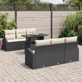 Conjunto de Sofás de Jardim vidaXL 7 Peças com Almofadas de Rattan Pol