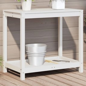 vidaXL Mesa jardinagem c/ prateleira 82,5x50x75 cm pinho maciço branco