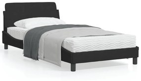 Estrutura de cama c/ cabeceira 100x200 cm veludo preto