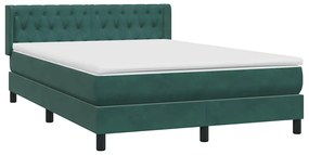Box Cama primavera com Colchão Verde Escuro 140x210 cm Veludo