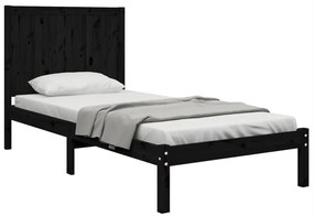Estrutura cama de solteiro 90x190 cm pinho maciço preto