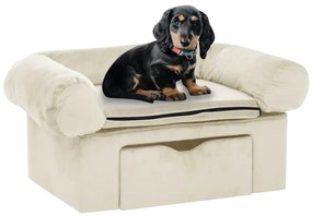vidaXL Sofá para cães com gaveta 75x50x38 cm pelúcia cor creme