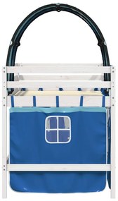 Cama alta para criança com túnel 90x190 cm pinho maciço azul