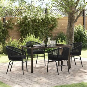 vidaXL Conjunto de Jantar de Jardim com 5 Peças - Vime sintético chique na cor preta