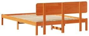 Estrado de cama com Cabeceira Castanho Wax 200x200 cm em Madeira de Pi