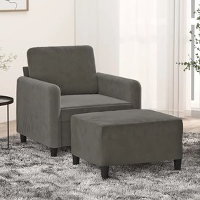 vidaXL Poltrona com apoio de pés 60 cm veludo cinzento-escuro